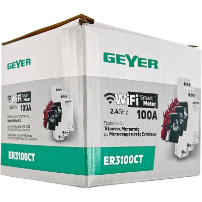 Wi-Fi Μετρητής ενέργειας με Μ/Σ εντάσεως 3Φ 100Α 1Μ ER3100CT