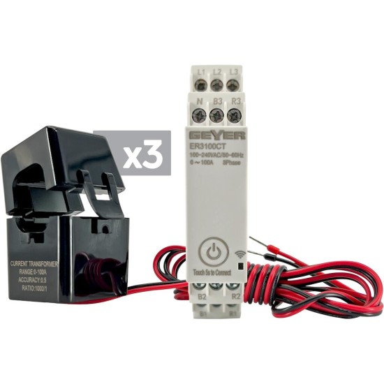 Wi-Fi Μετρητής ενέργειας με Μ/Σ εντάσεως 3Φ 100Α 1Μ ER3100CT