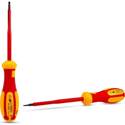 Κατσαβίδι πλακέ 4Χ100mm με μονωμένες λαβές, ελεγμένο κατά VDE Κατσαβίδι πλακέ 4Χ100mm με μονωμένες λαβές, ελεγμένο κατά VDE