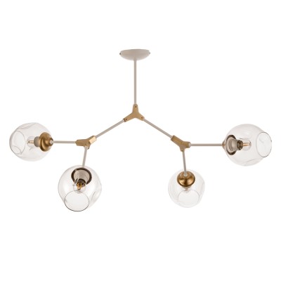  Κρεμαστό φωτιστικό από λευκό μέταλλο και διάφανο γυαλί 4φ