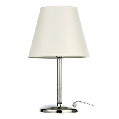 Επιτραπέζιο φωτιστικό από μέταλλο σε χρώμιο απόχρωση και υφασμάτινο καπέλο 1XE14 D:40cm   Επιτραπέζιο φωτιστικό από μέταλλο σε χρώμιο απόχρωση και υφασμάτινο καπέλο 1XE14 D:40cm