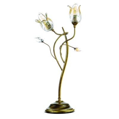  Επιτραπέζιο φωτιστικό από οξυντέ μέταλλο κρύσταλλα και μελί γυαλί 2XG9 D:45cm (3324-Οξυντέ)