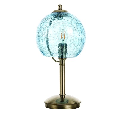 Επιτραπέζιο φωτιστικό από νίκελ ματ μέταλλο και διάφανο μπλε  γυαλί 3366-ΜΠΛΕ  Επιτραπέζιο φωτιστικό από νίκελ ματ μέταλλο και διάφανο μπλε  γυαλί 3366-ΜΠΛΕ