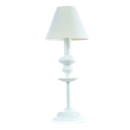 Επιτραπέζιο φωτιστικό από λευκό μέταλλο και υφασμάτινο καπέλο (3420-Λευκό)