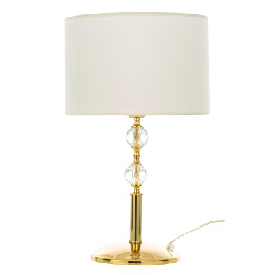 Επιτραπέζιο φωτιστικό από χρυσό μέταλλο κρύσταλλο και υφασμάτινο καπέλο 1XE27 D:59cm (3422-Χρυσό)  Επιτραπέζιο φωτιστικό από χρυσό μέταλλο κρύσταλλο και υφασμάτινο καπέλο 1XE27 D:59cm (3422-Χρυσό)