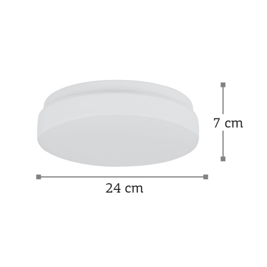  Πλαφονιέρα οροφής από λευκό μέταλλο και λευκή οπαλίνα 1XE27 D:24cm (42096-Β)