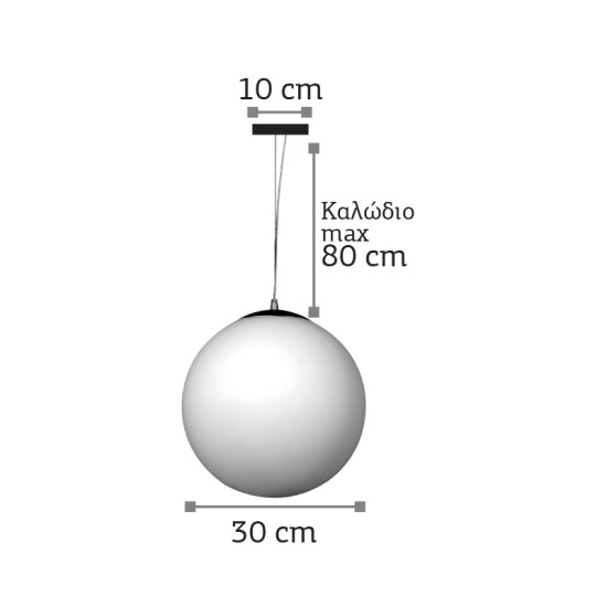Κρεμαστό φωτιστικό από λευκή οπαλίνα 1XE27 D:30cm (4253-Γ)