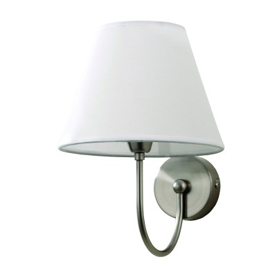  Επιτοίχιο φωτιστικό από μέταλλο σε νίκελ ματ απόχρωση και υφασμάτινο καπέλο 