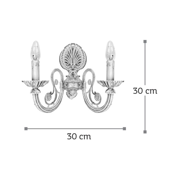  Επιτοίχιο φωτιστικό από μέταλλο σε μπεζ πατίνα και κρύσταλλα 2XE14 D:30cm (43355-2)