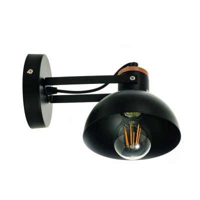   Επιτοίχιο φωτιστικό από μαύρο μέταλλο 1XE27 D:16cm (43379-BL)