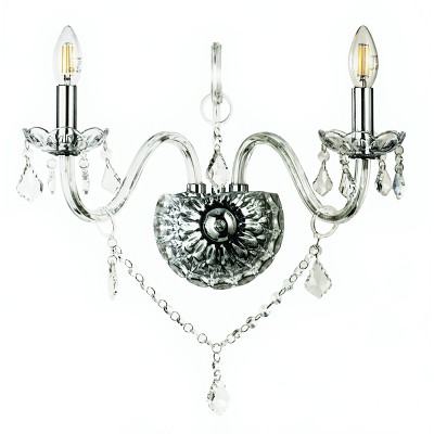  Επιτοίχιο φωτιστικό από διάφανο γυαλί και κρύσταλλα 2XE14 D:35cm (43391-2-CLEAR)