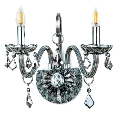  Επιτοίχιο φωτιστικό από φιμέ γυαλί και κρύσταλλα 2XE14 D:35cm (43391-2-FIME)