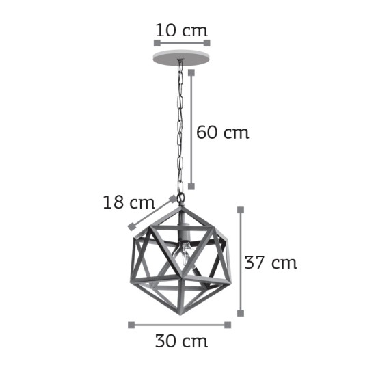 Κρεμαστό φωτιστικό από μαύρο μέταλλο 1XE27 D:30cm (4418-BL)