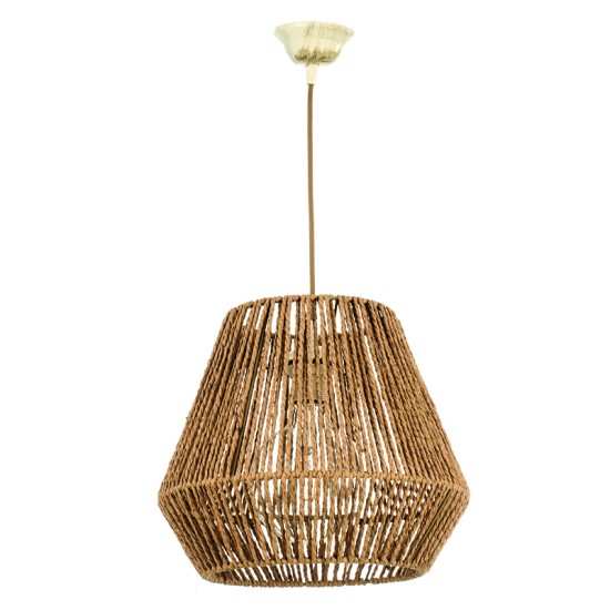  Κρεμαστό φωτιστικό καφέ από σχοινί 1XE27 D:32cm (4502)