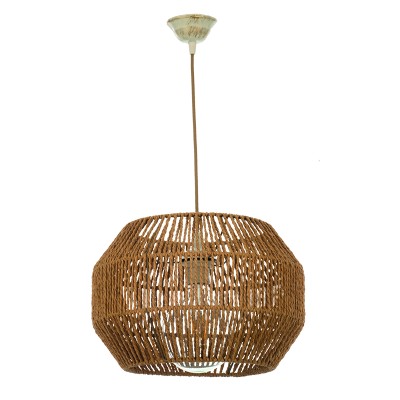 Κρεμαστό φωτιστικό καφέ από σχοινί 1XE27 D:35cm (4503)  Κρεμαστό φωτιστικό καφέ από σχοινί 1XE27 D:35cm (4503)