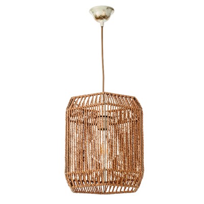 Κρεμαστό φωτιστικό καφέ από σχοινί 1XE27 D:24cm (4504)  Κρεμαστό φωτιστικό καφέ από σχοινί 1XE27 D:24cm (4504)