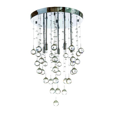 Φωτιστικό οροφής από χρώμιο μέταλλο και διάφανα κρύσταλλα 8XG9 D:50cm (5201-Α)  Φωτιστικό οροφής από χρώμιο μέταλλο και διάφανα κρύσταλλα 8XG9 D:50cm (5201-Α)