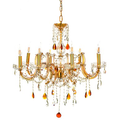  Κρεμαστό φωτιστικό από χρυσό μέταλλο γυαλί και κρύσταλλα 8Φ