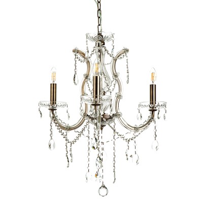  Κρεμαστό φωτιστικό από οξυντέ μέταλλο γυαλί και κρύσταλλα 3XE14 D:52cm (5244-3-Οξυντέ)