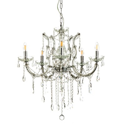  Κρεμαστό φωτιστικό από χρώμιο μέταλλο γυαλί και κρύσταλλα 6XE14 D:70cm (5244-6-Χρώμιο)