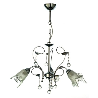 Κρεμαστό φωτιστικό από χρώμιο μέταλλο κρύσταλλα και λευκό γυαλί 3Φ  Κρεμαστό φωτιστικό από χρώμιο μέταλλο κρύσταλλα και λευκό γυαλί 3Φ