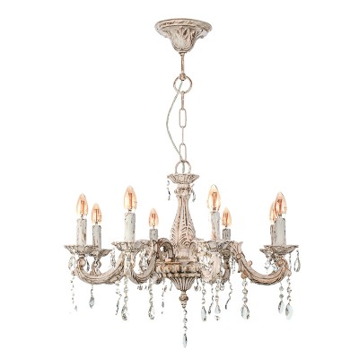 Κρεμαστό φωτιστικό από μέταλλο σε μπεζ πατίνα και κρύσταλλα 8XE14 D:65cm (5304-8)  Κρεμαστό φωτιστικό από μέταλλο σε μπεζ πατίνα και κρύσταλλα 8XE14 D:65cm (5304-8)