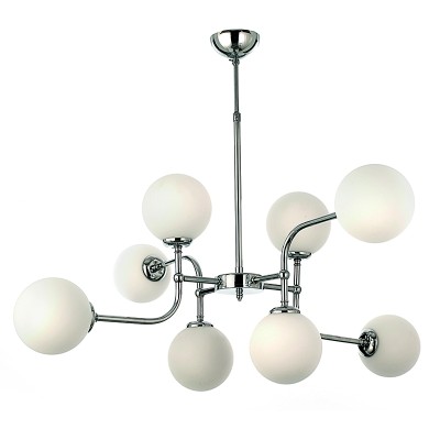 Κρεμαστό φωτιστικό  χρώμιο και λευκες οπαλίνες 8Φ