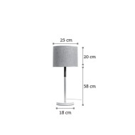  Επιτραπέζιο φωτιστικό από λευκό μέταλλο και υφασμάτινο καπέλο 1XE27 D:58cm (3453-WH)