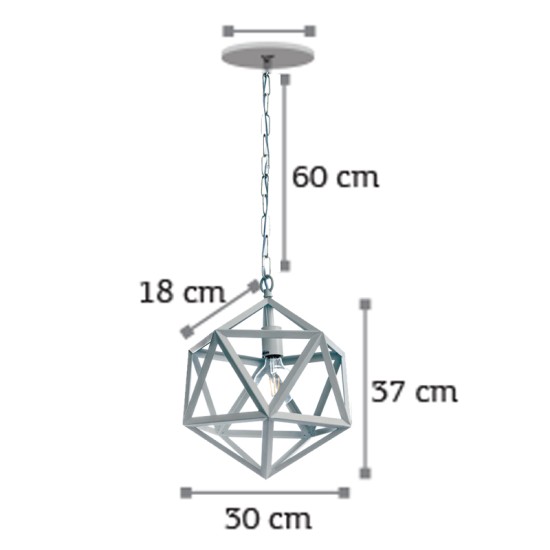 Κρεμαστό φωτιστικό από λευκό μέταλλο 1XE27 D:30cm (4418-WH)