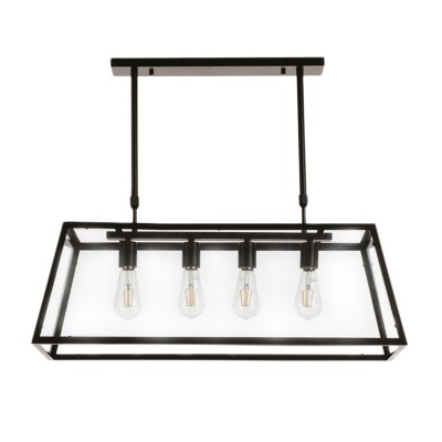 Κρεμαστό φωτιστικό από μαύρο μέταλλο και διάφανο γυαλί (4419)