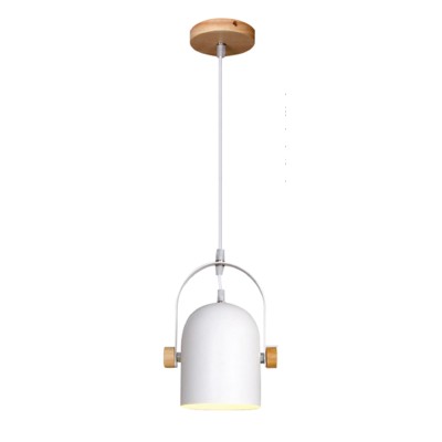 Κρεμαστο Φωτιστικο Μεταλλο-Ξυλο 1Φ ΛΕΥΚΟ 