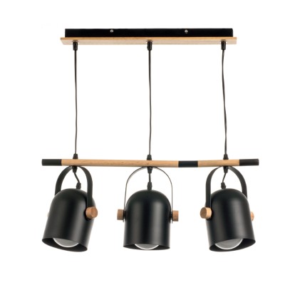 Κρεμαστο Φωτιστικο Μεταλλο-Ξυλο 3ΦΜΑΥΡΟ  Κρεμαστο Φωτιστικο Μεταλλο-Ξυλο 3ΦΜΑΥΡΟ