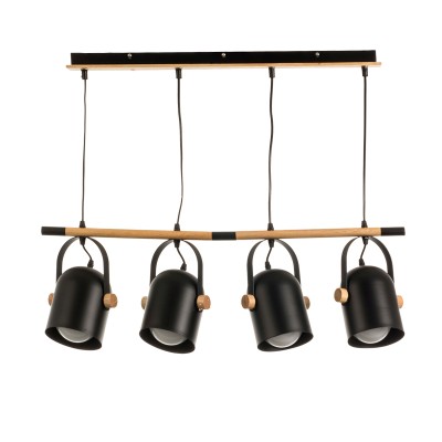 Κρεμαστο Φωτιστικο Μεταλλο-Ξυλο 4ΦΜΑΥΡΟ  Κρεμαστο Φωτιστικο Μεταλλο-Ξυλο 4ΦΜΑΥΡΟ