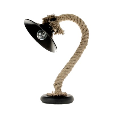 Επιτραπέζιο φωτιστικό από καφέ σχοινί και μαύρο μέταλλο 1XE27 D:32cm (3438-BL)  Επιτραπέζιο φωτιστικό από καφέ σχοινί και μαύρο μέταλλο 1XE27 D:32cm (3438-BL)