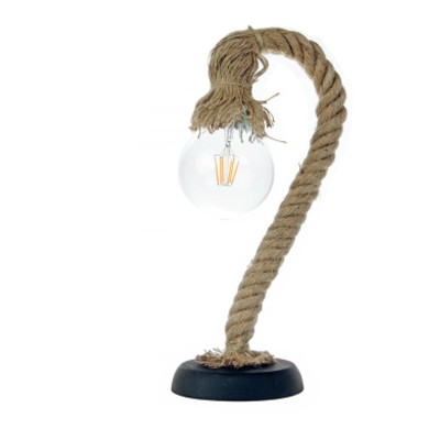 Επιτραπέζιο φωτιστικό από καφέ σχοινί 1XE27 D:46cm (3439-BL)  Επιτραπέζιο φωτιστικό από καφέ σχοινί 1XE27 D:46cm (3439-BL)