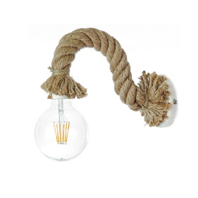  Επιτοίχιο φωτιστικό από καφέ σχοινί και λευκό μέταλλο 