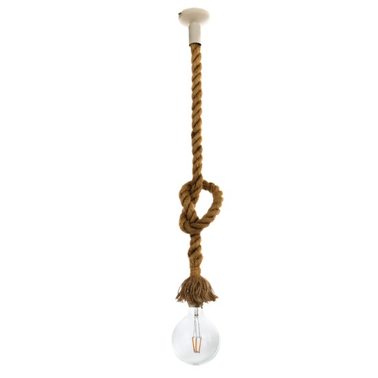  Κρεμαστό φωτιστικό από καφέ σχοινί 1XE27 D:130cm (4381-1-WHΙΤΕ)