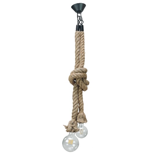 Κρεμαστό φωτιστικό από καφέ σχοινί 2XE27 D:160cm (4381-2-BL)