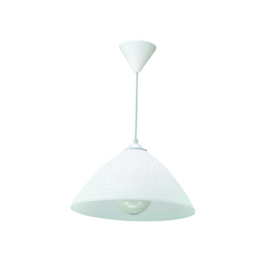  Κρεμαστό φωτιστικό από λευκό γυαλί 1XE27 D:30cm (4409-Β-Λευκό)