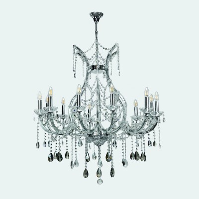 Κρεμαστό φωτιστικό Χρώμιο γυαλί & κρύσταλλα 12Φ 