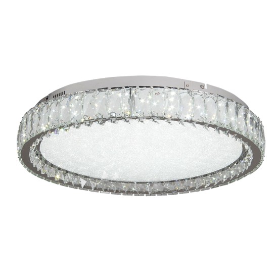  Πλαφονιέρα οροφής LED 80W 4000K από χρώμιο μέταλλο και κρύσταλλα D:80cm (42013-Α)