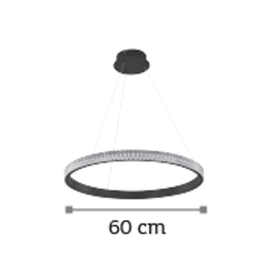  Κρεμαστό φωτιστικό LED 56W 3000K από χρυσαφί αλουμίνιο και ακρυλικό D:60cm (6033-B-GL)