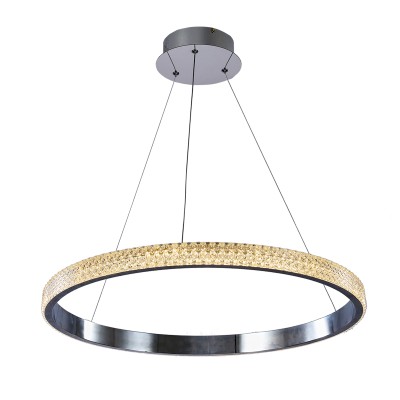  Κρεμαστό φωτιστικό LED 56W 3000K από χρώμιο αλουμίνιο και ακρυλικό D:60cm (6033-B-CH)