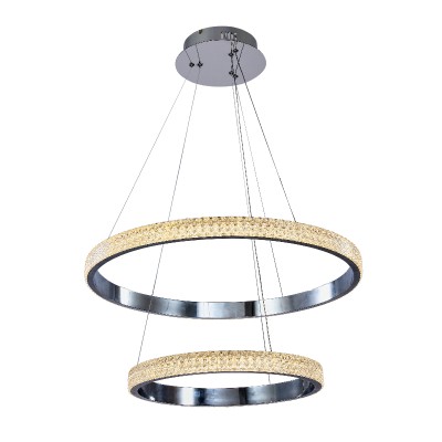  Κρεμαστό φωτιστικό LED 94W 3000K από χρώμιο αλουμίνιο και ακρυλικό D:60cm (6033-A-CH)