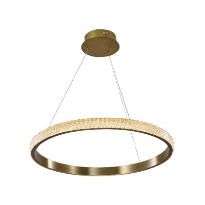  Κρεμαστό φωτιστικό LED 56W 3000K από χρυσαφί αλουμίνιο και ακρυλικό D:60cm (6033-B-GL)