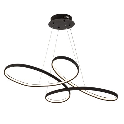 Κρεμαστό φωτιστικό LED 56W 3000K από αλουμίνιο σε μαύρη απόχρωση D:100cm (6150-BL)