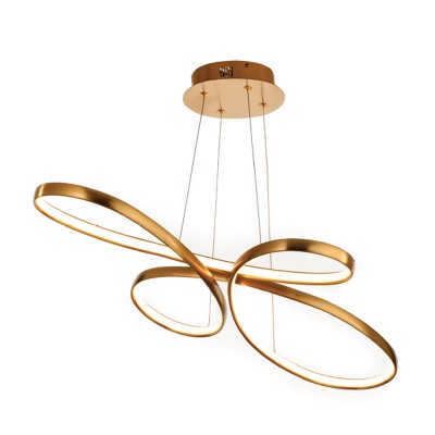  Κρεμαστό φωτιστικό LED 56W 3000K από αλουμίνιο σε χρυσή ματ απόχρωση D:100cm (6151-GL)