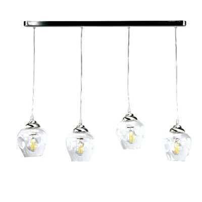  Κρεμαστό φωτιστικό από νίκελ ματ μέταλλο και διάφανο γυαλί 4XE27 D:80cm (4474-4-NM ΡΑΓΑ)