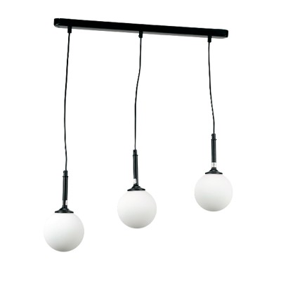  Κρεμαστό φωτιστικό από μαύρο μέταλλο και λευκή οπαλίνα 3XG9 D:60cm (4514-3 ΡΑΓΑ)