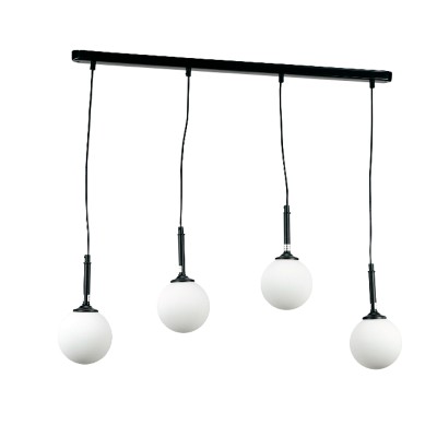 Ραγα Κρεμαστο Φωτιστικο Μαυρο με Μπαλακι Οπαλινα4Φ